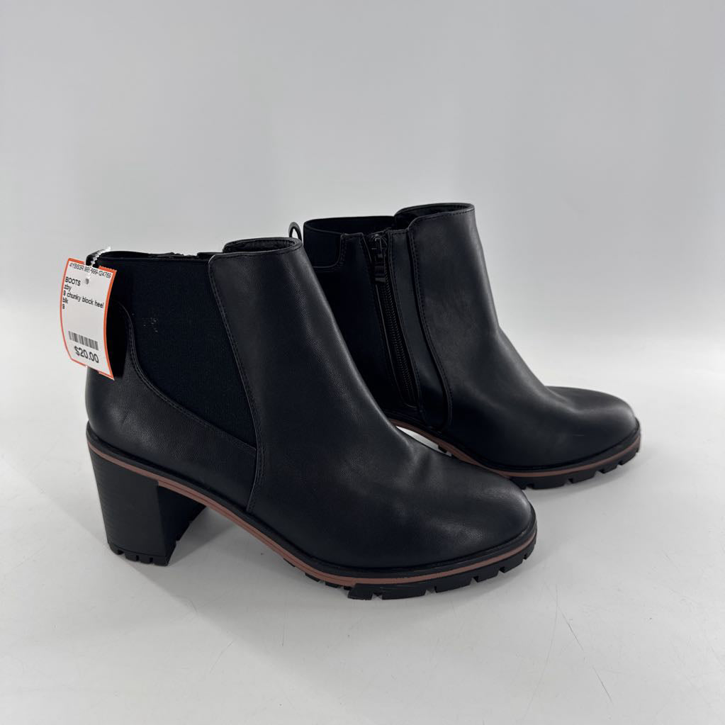 9 chunky block heel side zip ankle boot