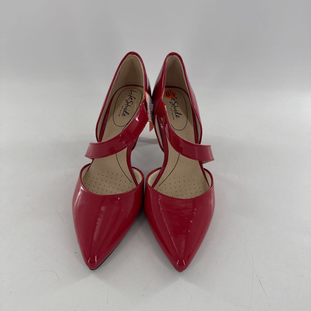 8.5 patent asymmetrical diagonal strap pumps