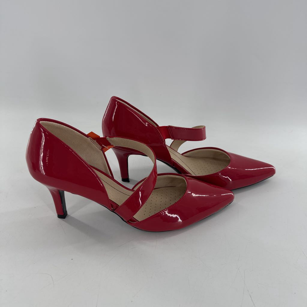 8.5 patent asymmetrical diagonal strap pumps