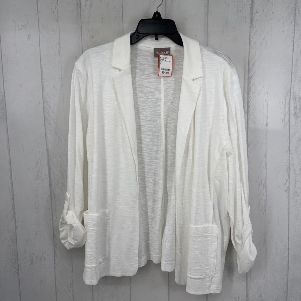 1X open front tab slv jacket