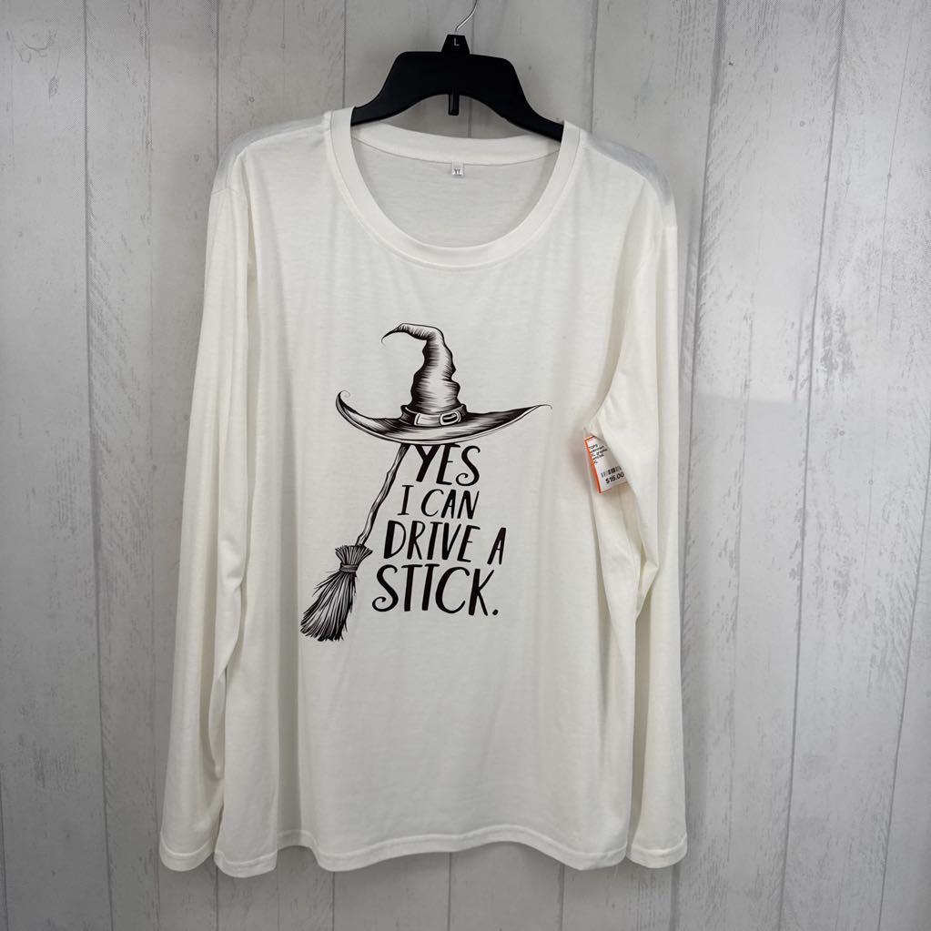 XL graphic l/s tee-whitch's hat/broom