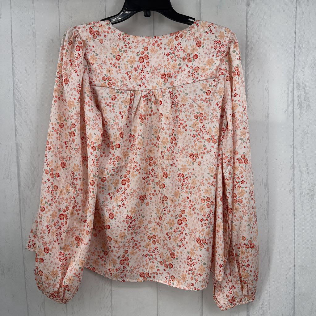 S flo print button down l/s top