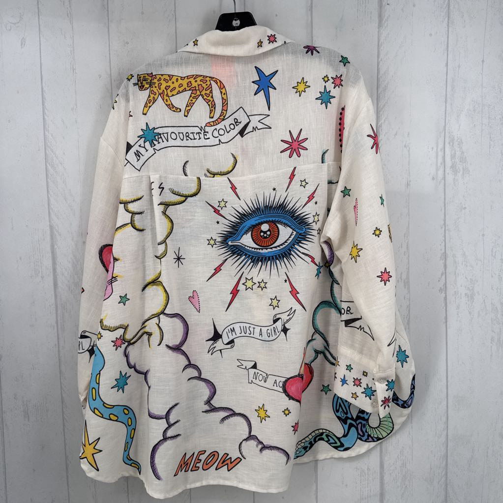 XL enlightenment print button down l/s top
