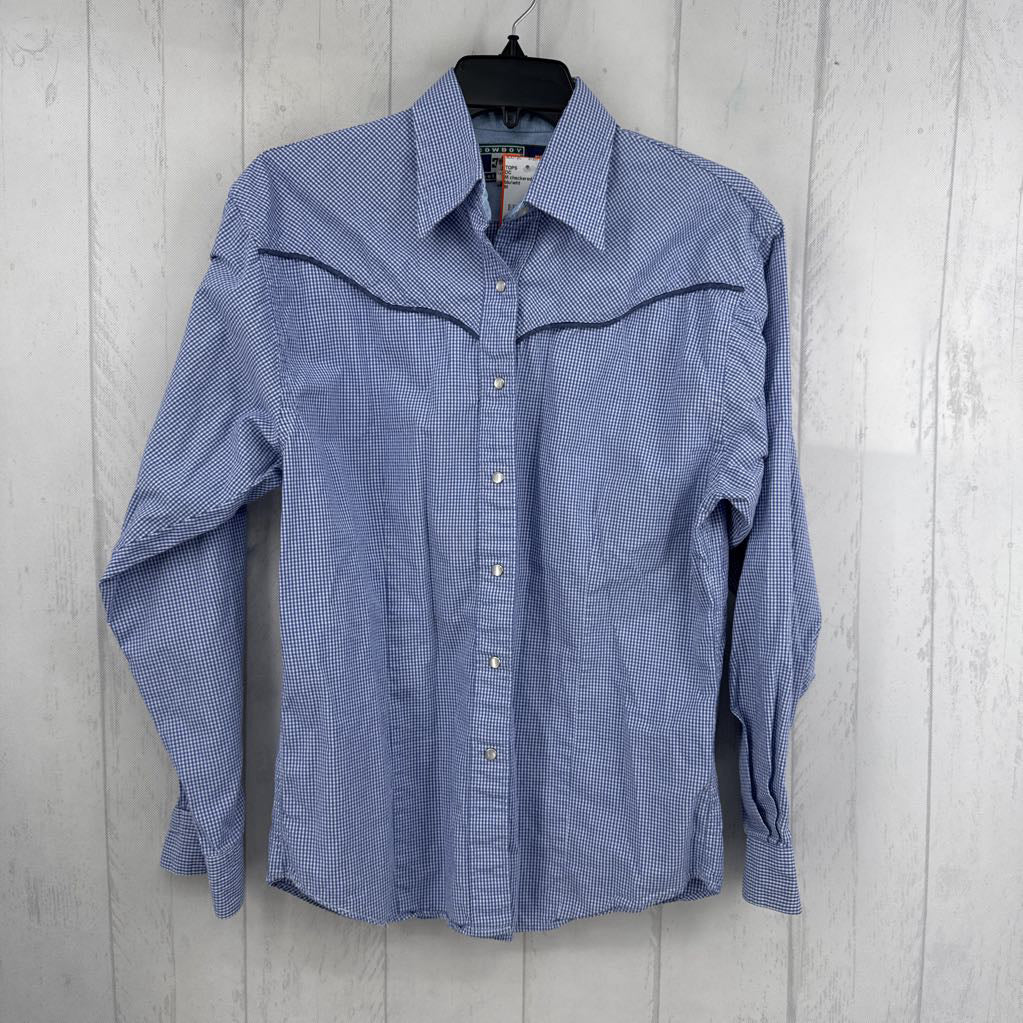 M checkered button down l/s top