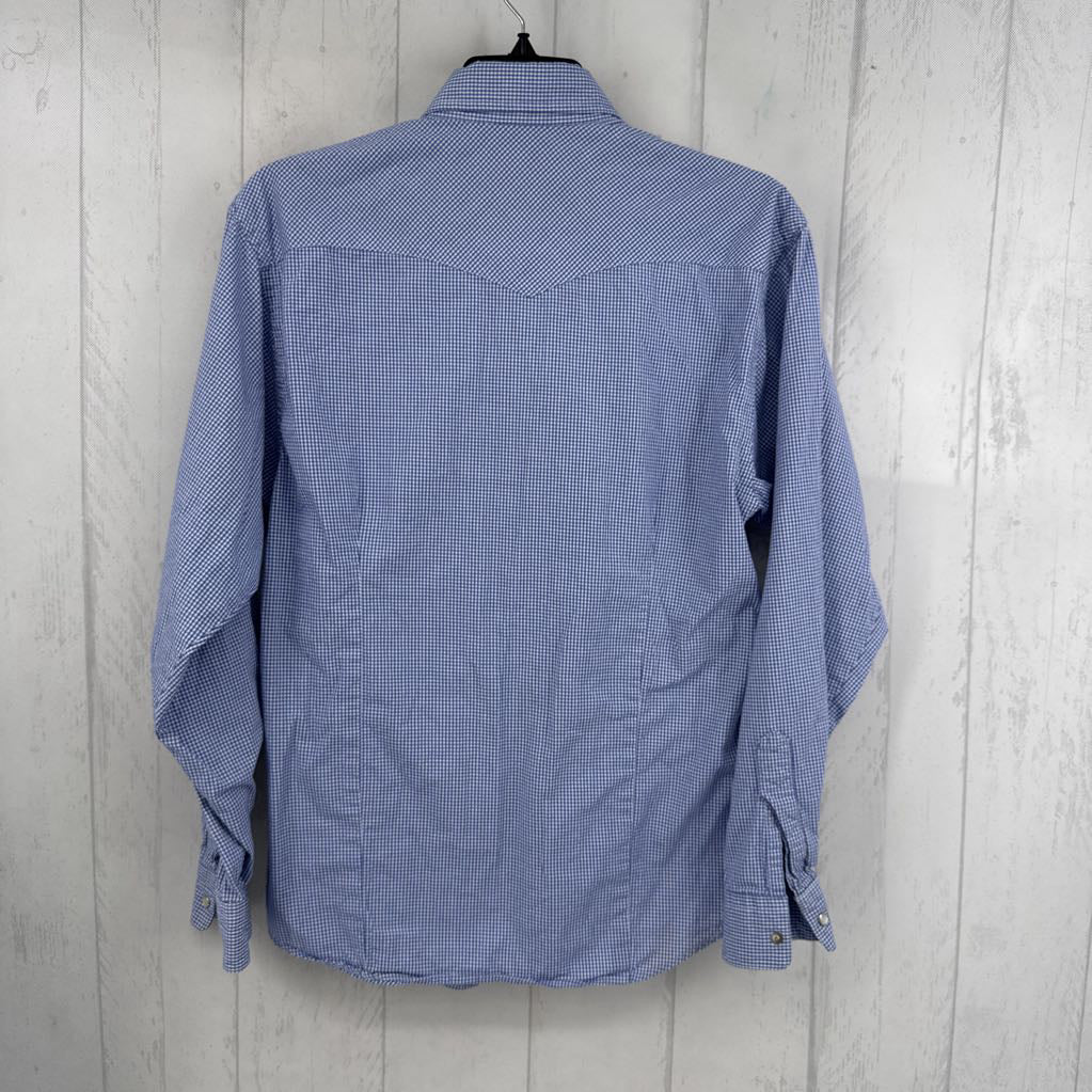 M checkered button down l/s top