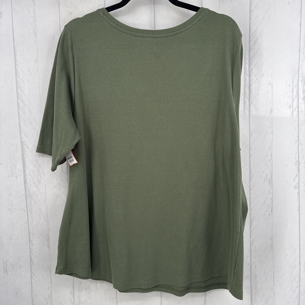 2X ribbed v-neck s/s henley