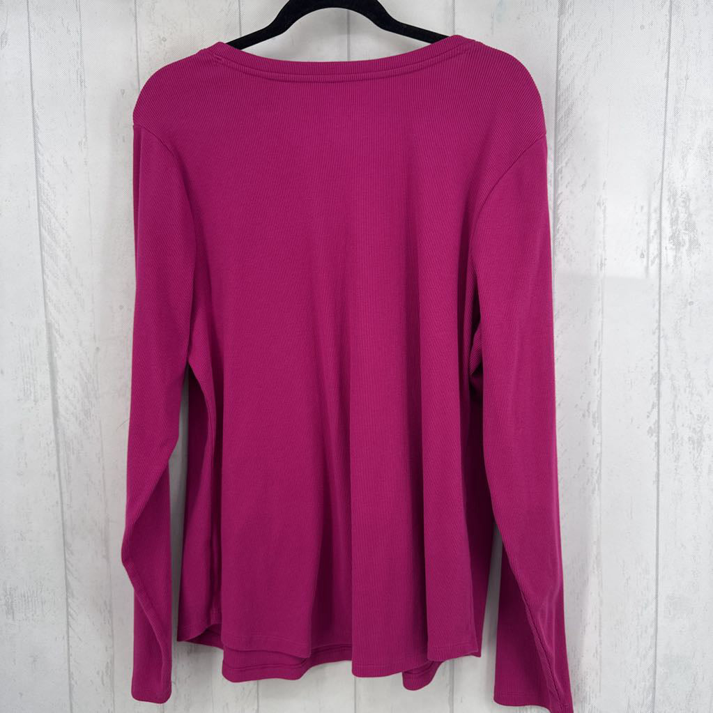2X ribbed v-neck l/s henley