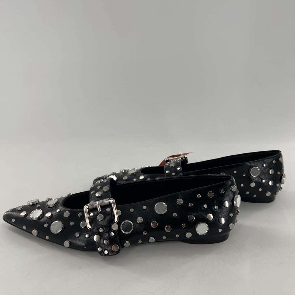 R89 9 mirror studded mary-jane flats