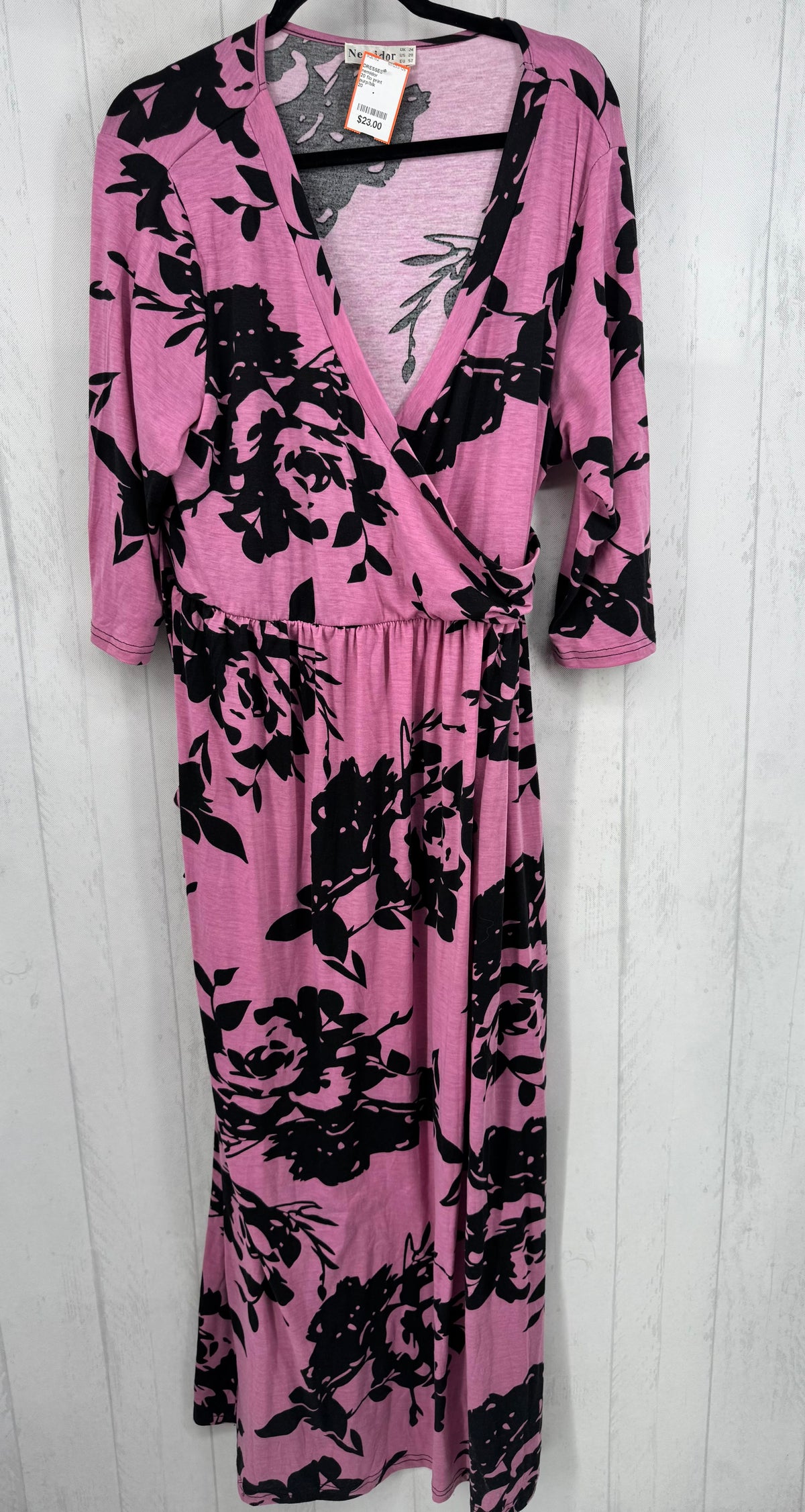 20 flo print crossover elbow slv dress