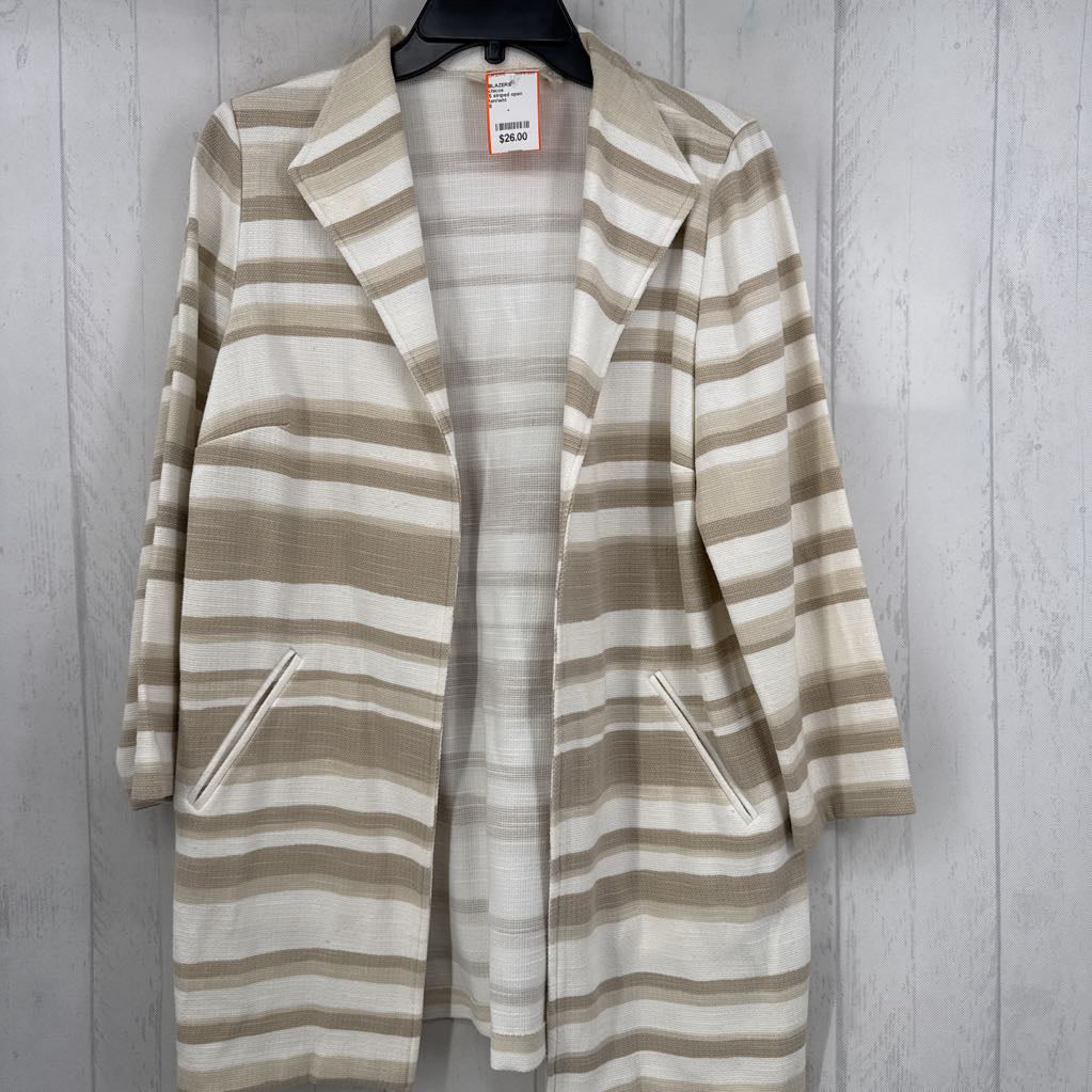 S striped open front jacket
