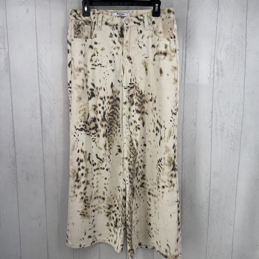 7 animal print wide leg jean