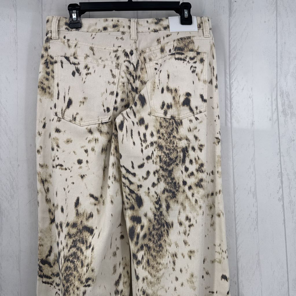 7 animal print wide leg jean