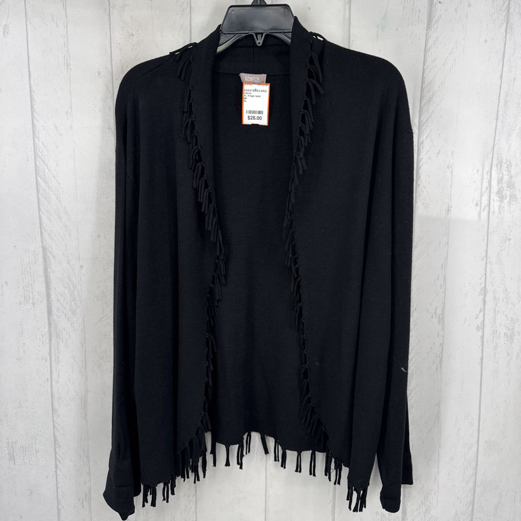 XL fringe open front cardi