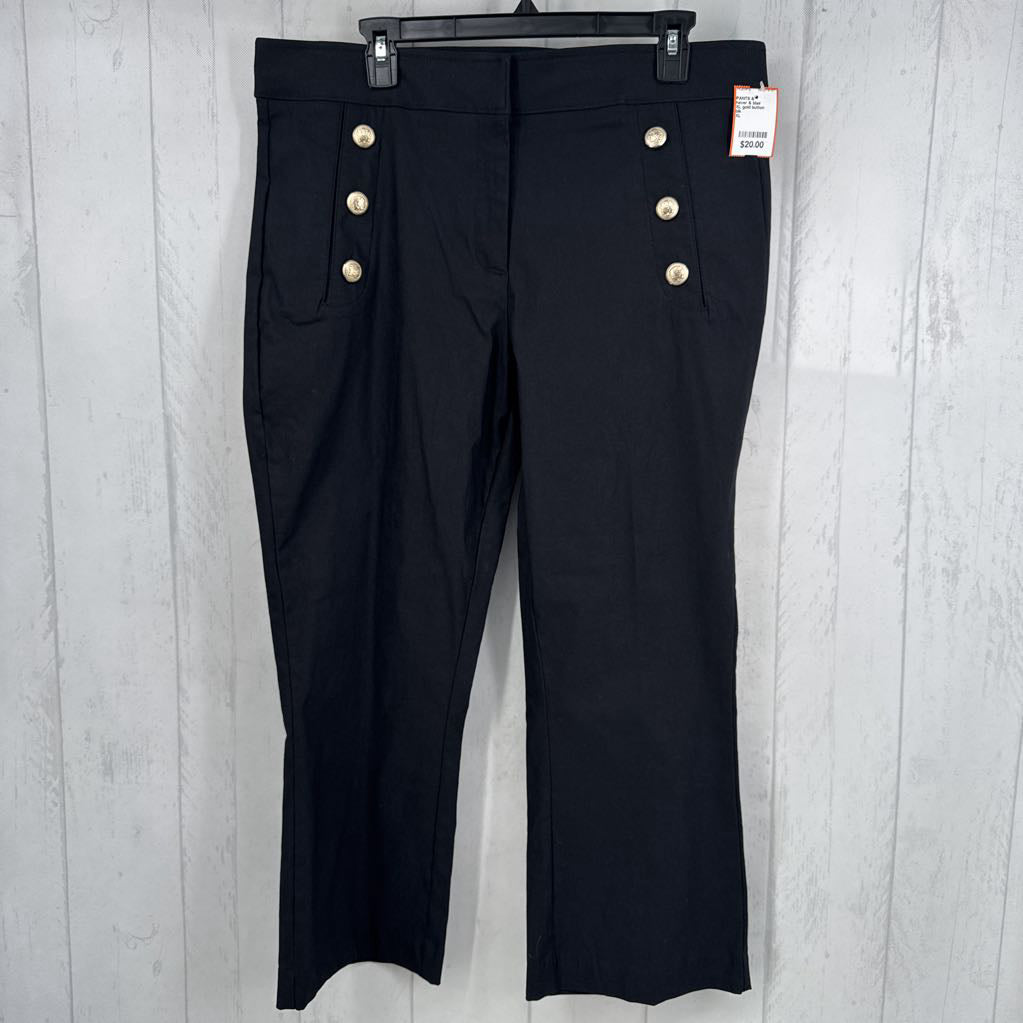 XL gold button detail trouser