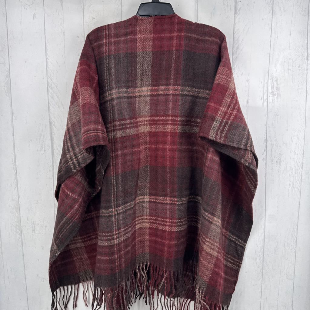 plaid fringe poncho