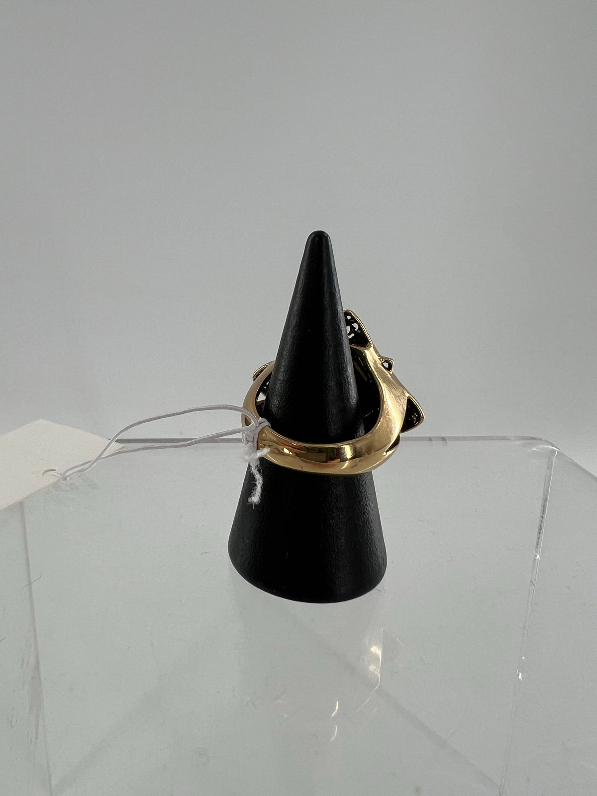 sz 7 gold tone brown stone ring