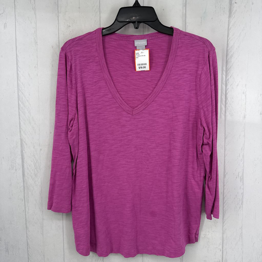 L v-neck 3/4 slv tee