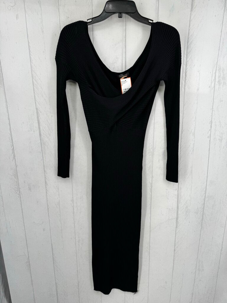 M rib knit crossover l/s dress