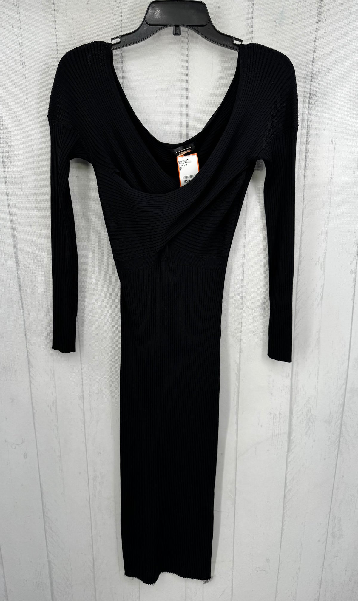 M rib knit crossover l/s dress