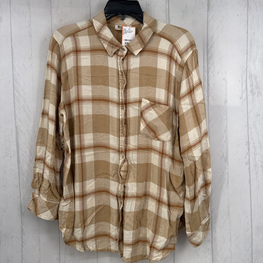 XL plaid button down l/s top