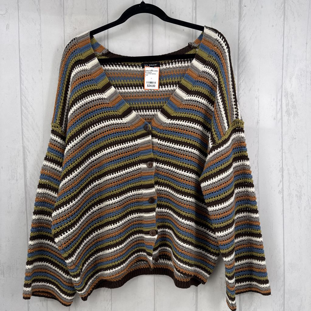 L crochet button front cardi