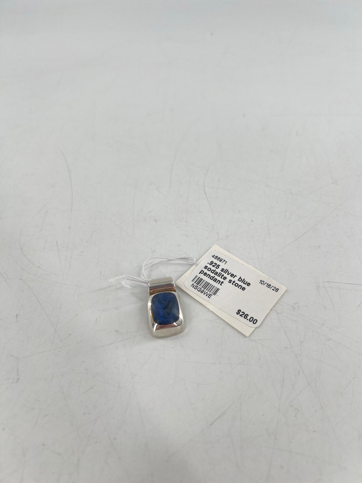 .925 silver blue sodalite stone pendant