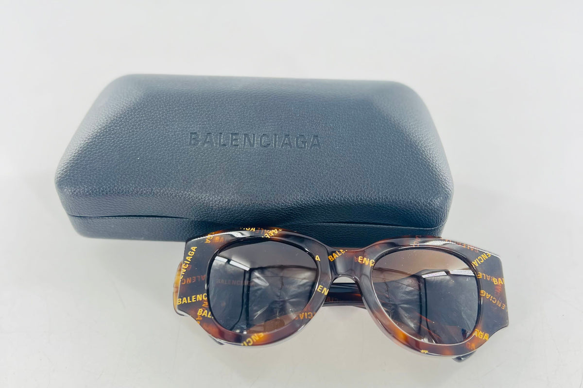 50mm Oval tortoise shell acetate frame logo sunglasses