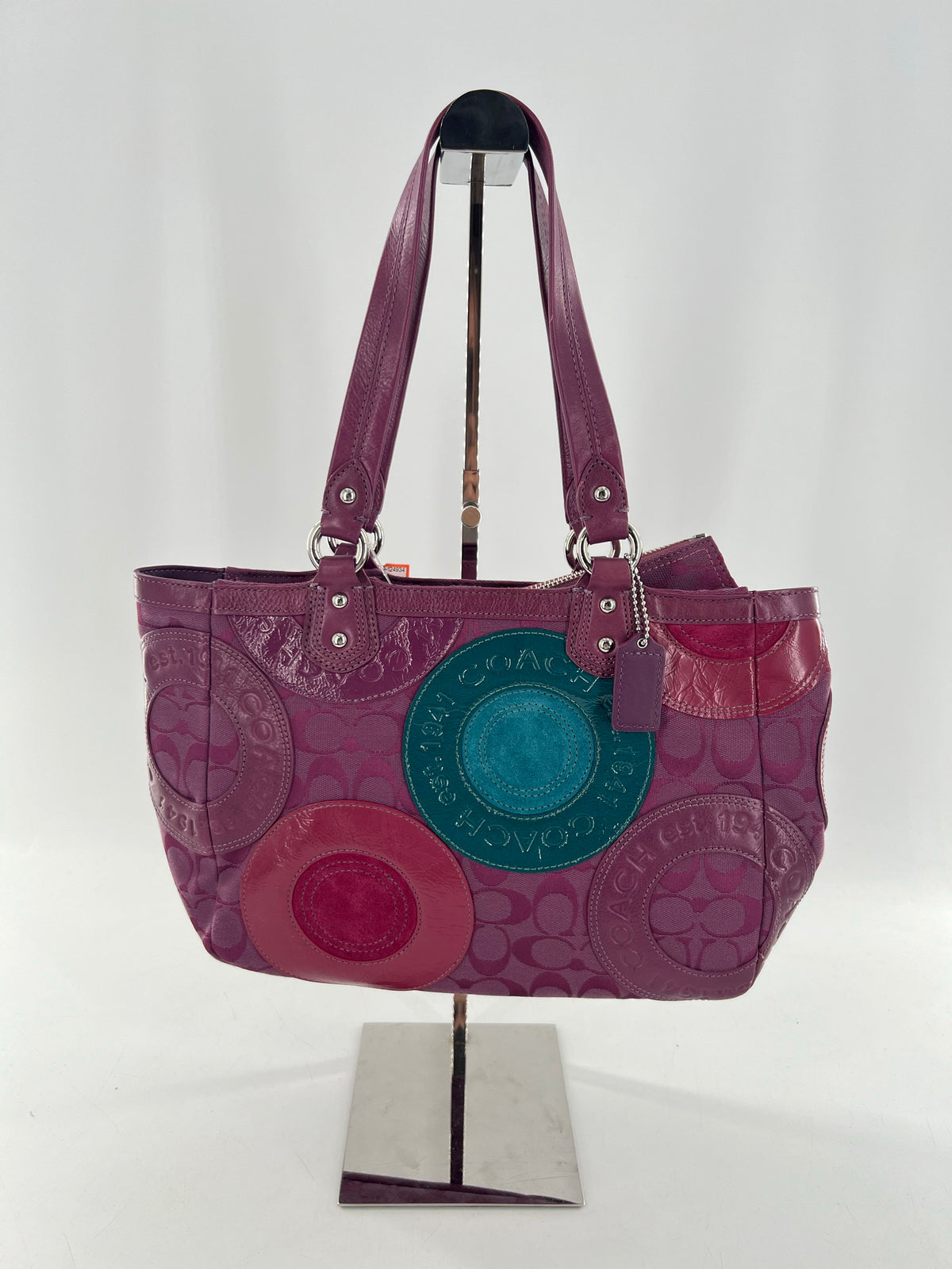 circle patchwork jacquard signature tote bag