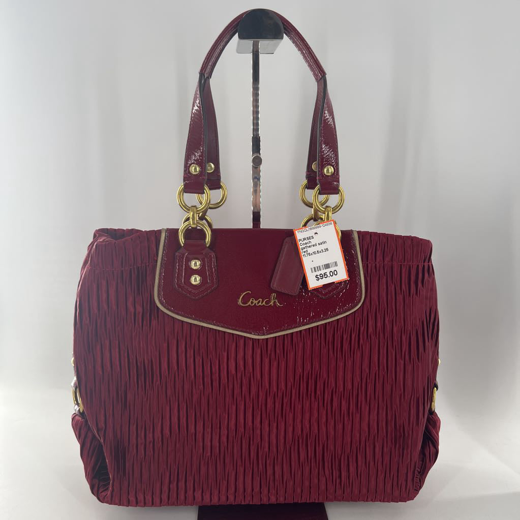 gathered satin satchel carry all bag