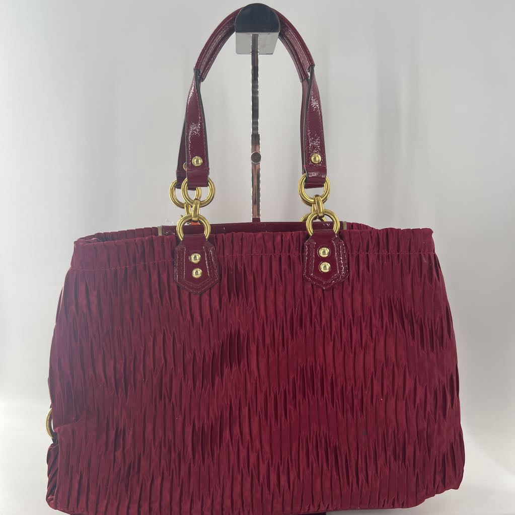 gathered satin satchel carry all bag