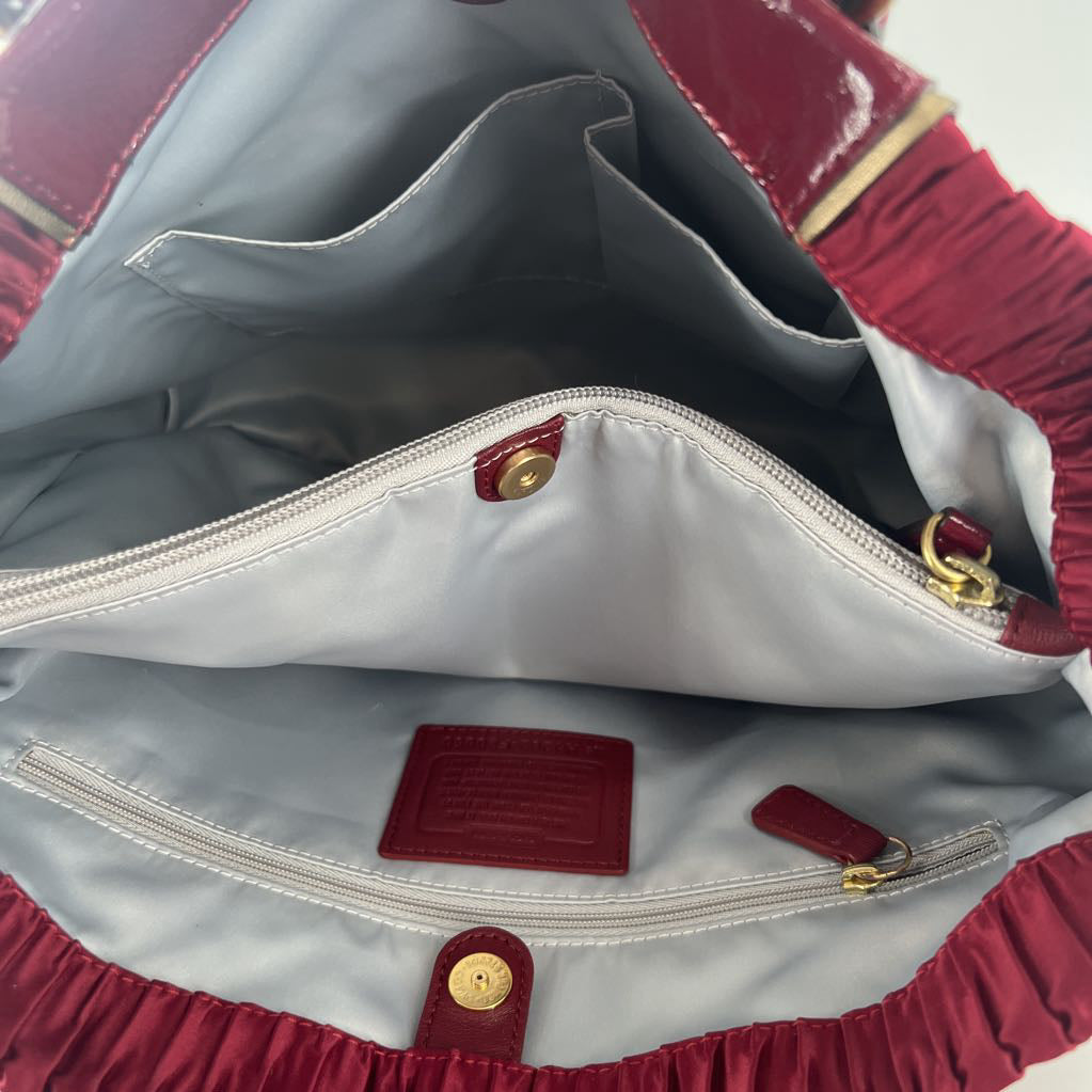 gathered satin satchel carry all bag