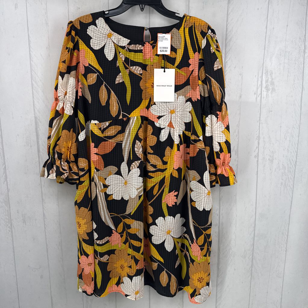 L flo print 3/4 slv dress