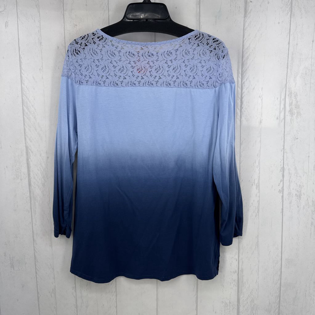 M lace accent ombre 3/4 slv tee
