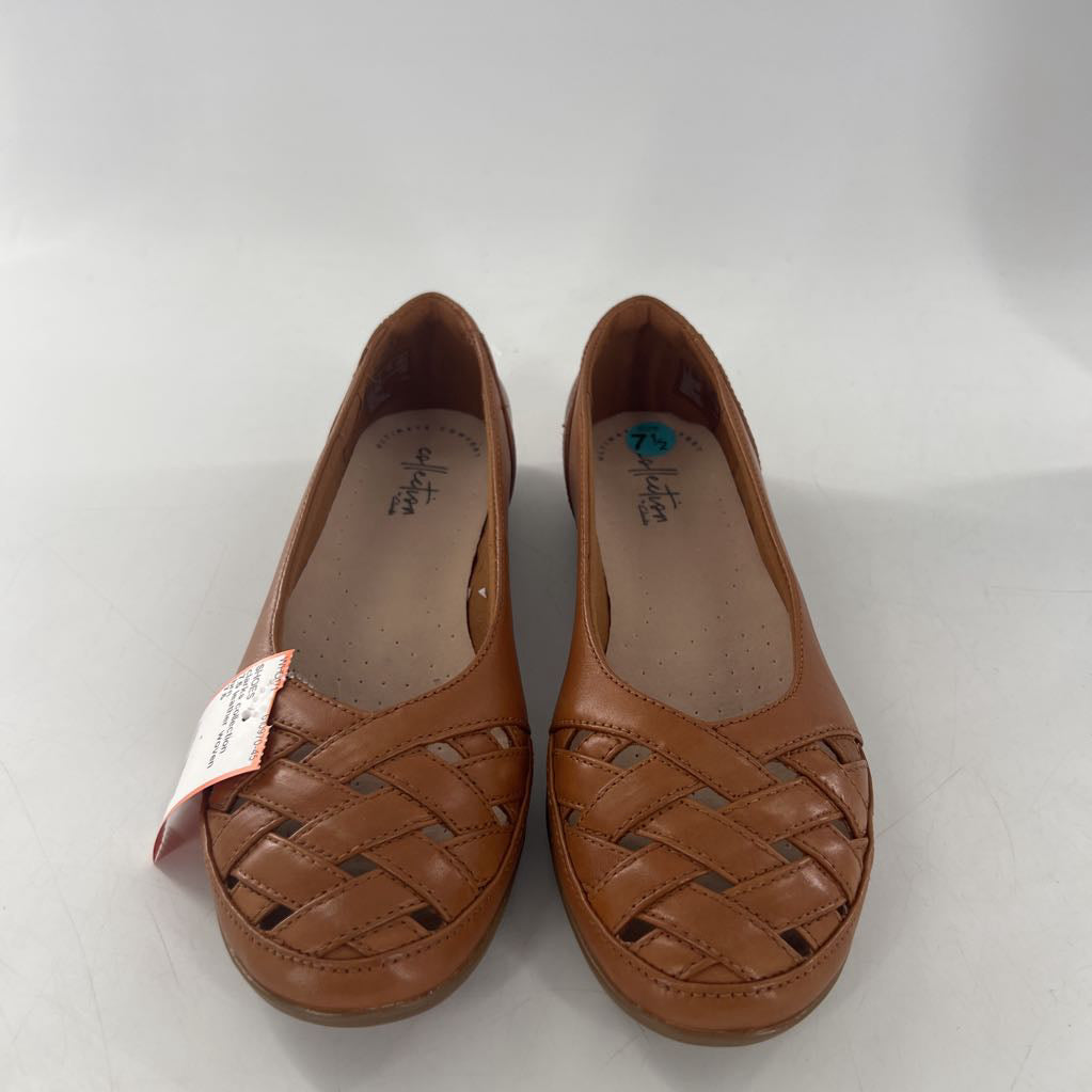 7.5 leather woven slip-on flats