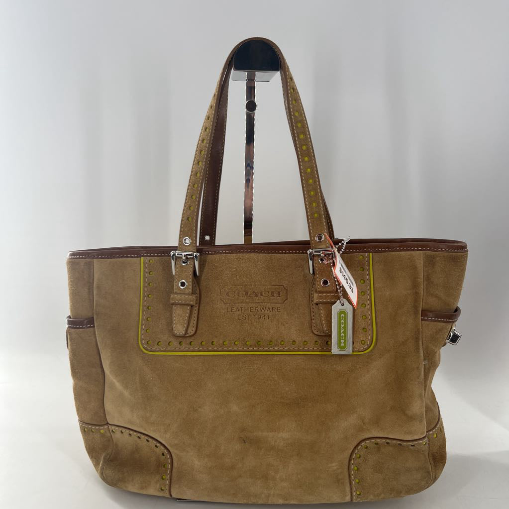 vintage suede tote bag w/ matching wristlet & cleaning kit