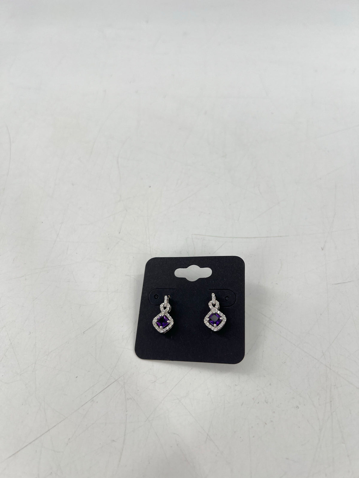 silver purple stone earrings