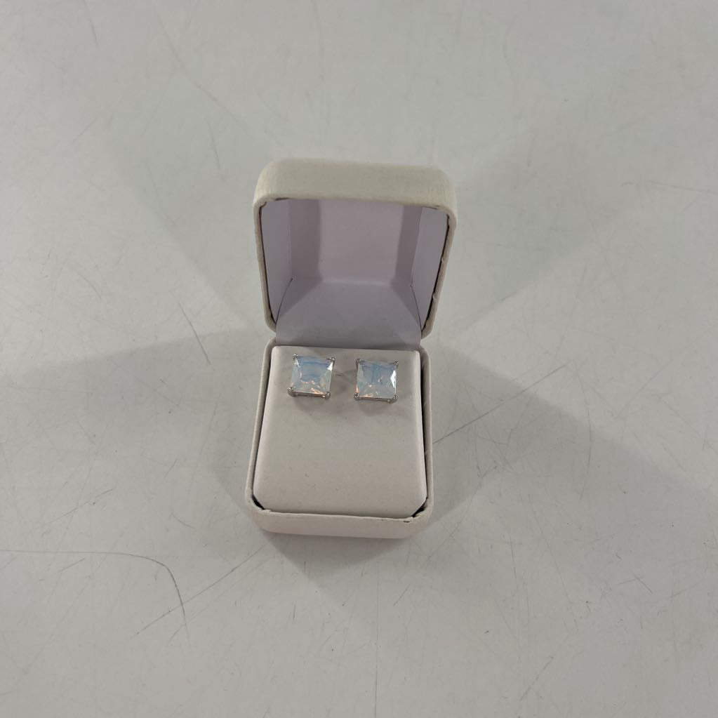 princess cut irridescent earrings