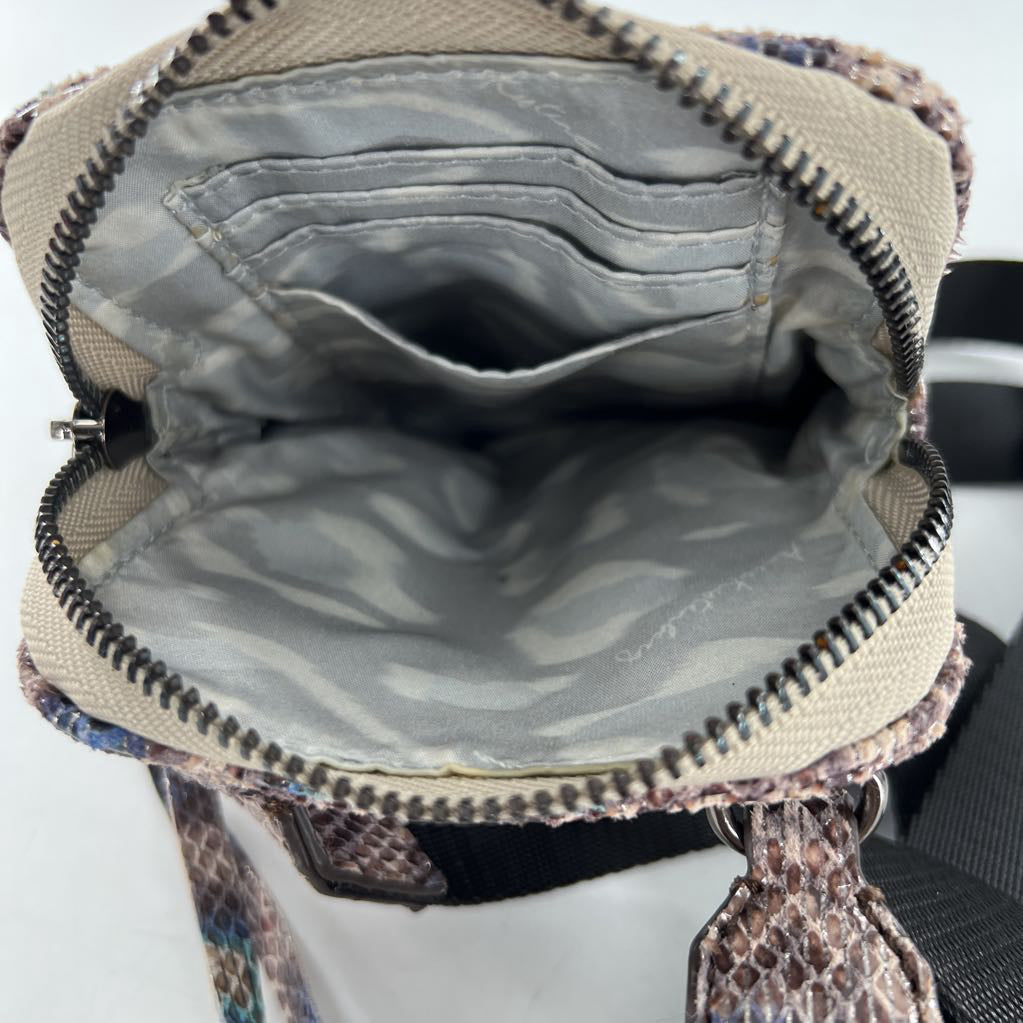 snakeskin embossed iridescent phone crossbody