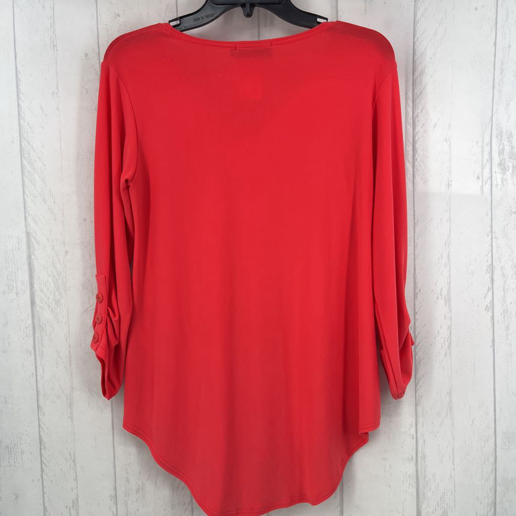 6 button down tab slv top