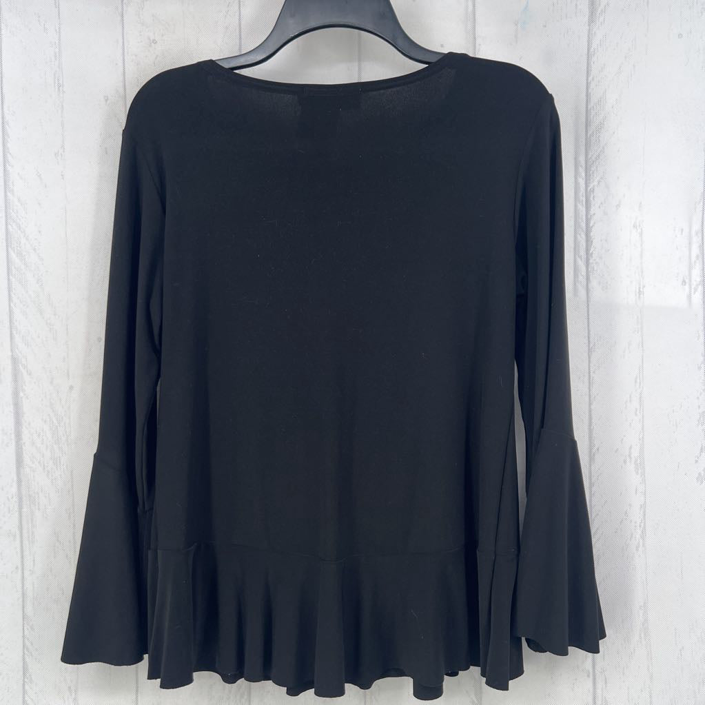 8 ruffle hem flare slv top