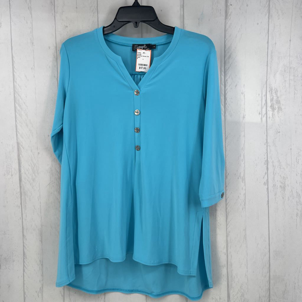 6 button down 3/4 slv top