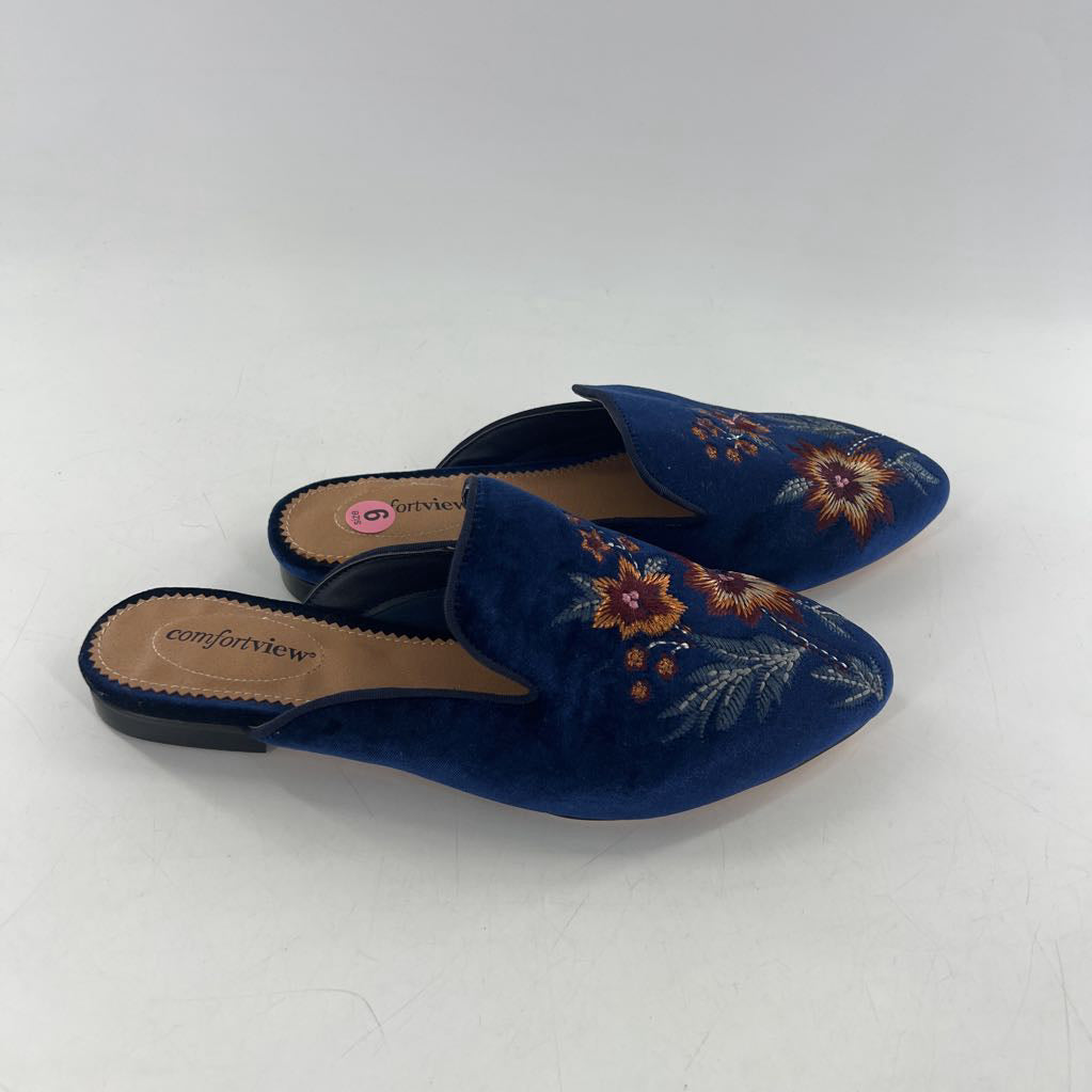 9 velvet flo embroidered mule slip-on