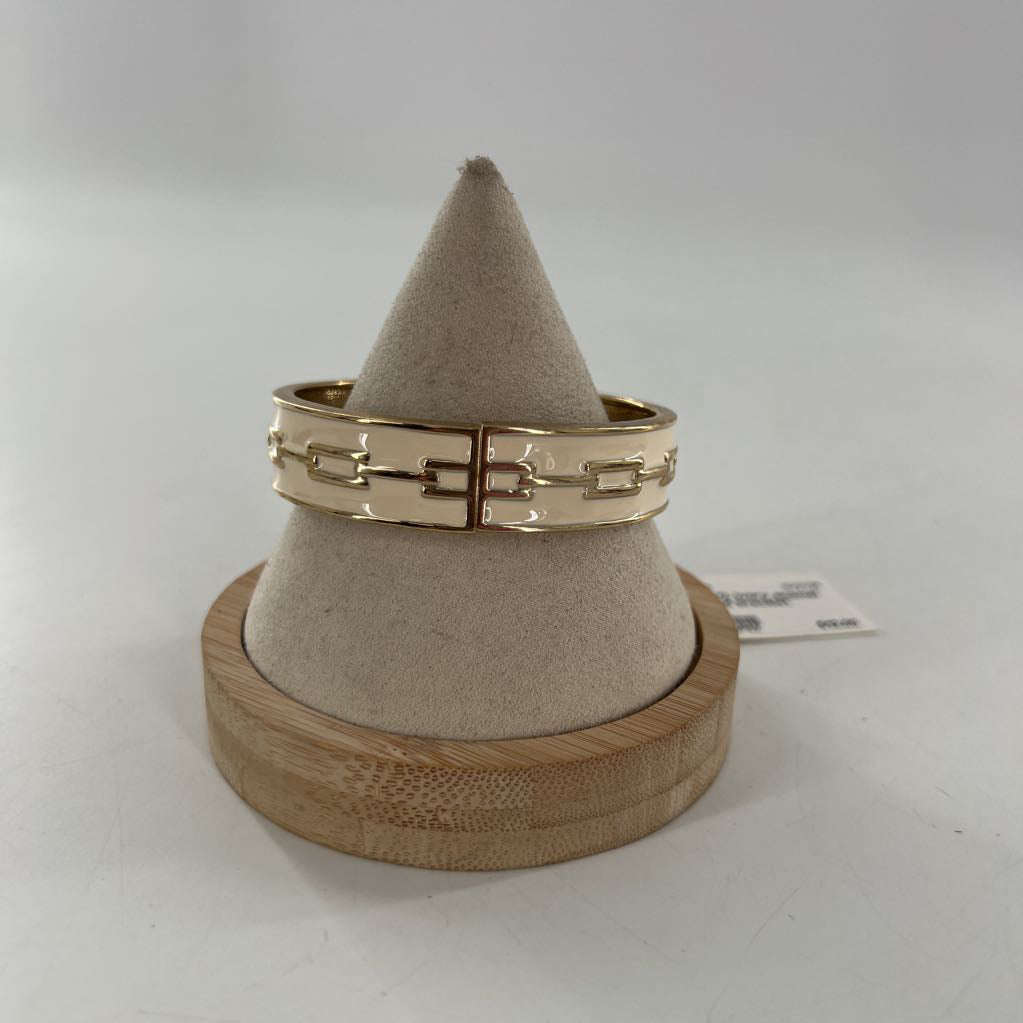 gold % ivory enamel hinged bracelet