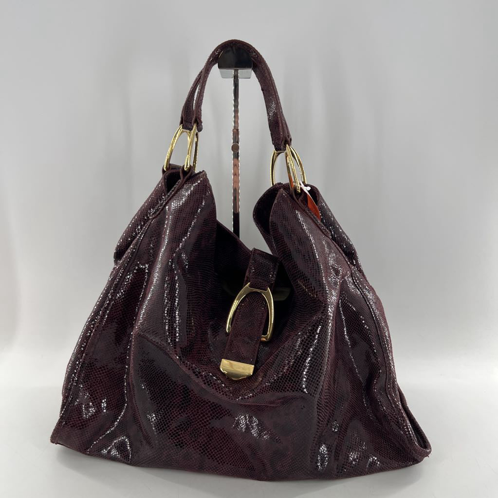 Maxine Couture Metallic Purple Python Leather Large Hobo Bag