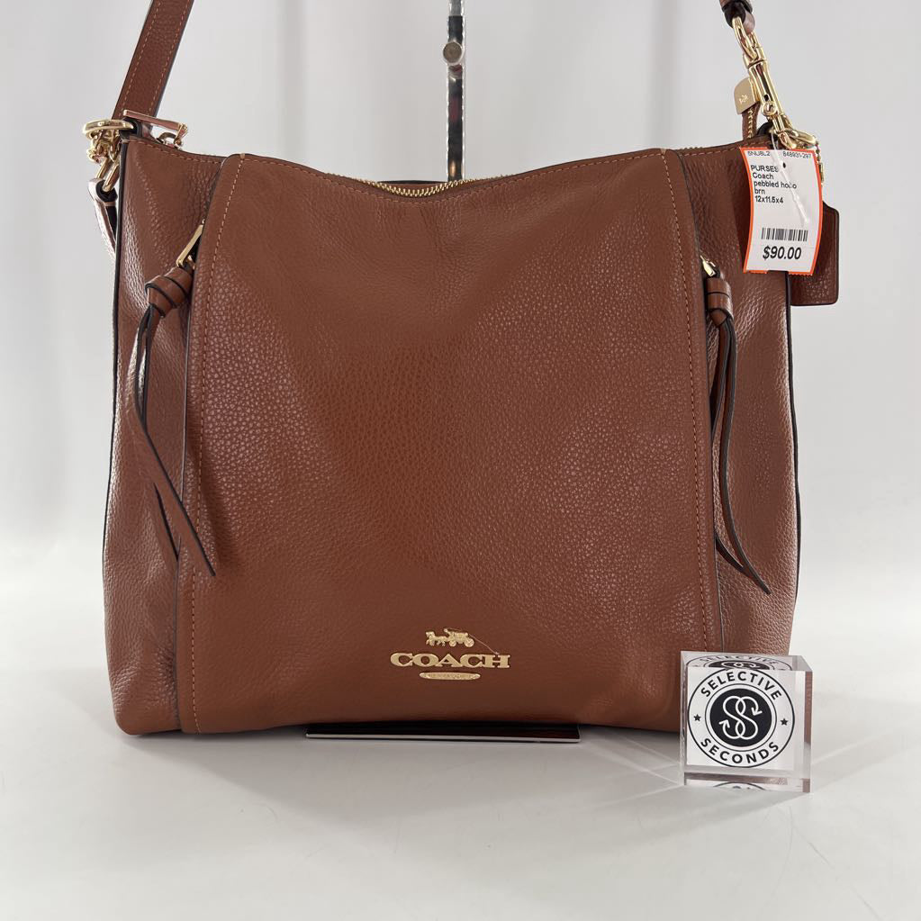 pebbled hobo shoulder bag w/ front zip pockets