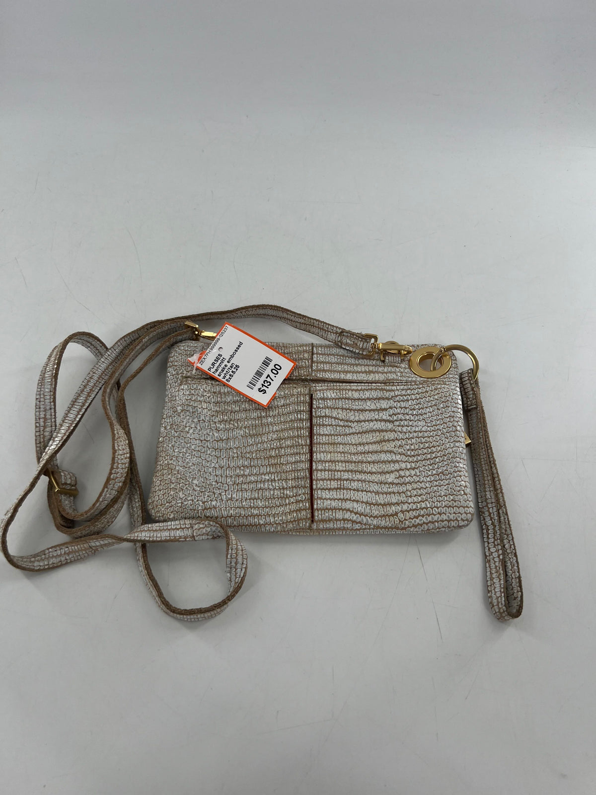 snake embossed studded crossbody/wristlet/clutch