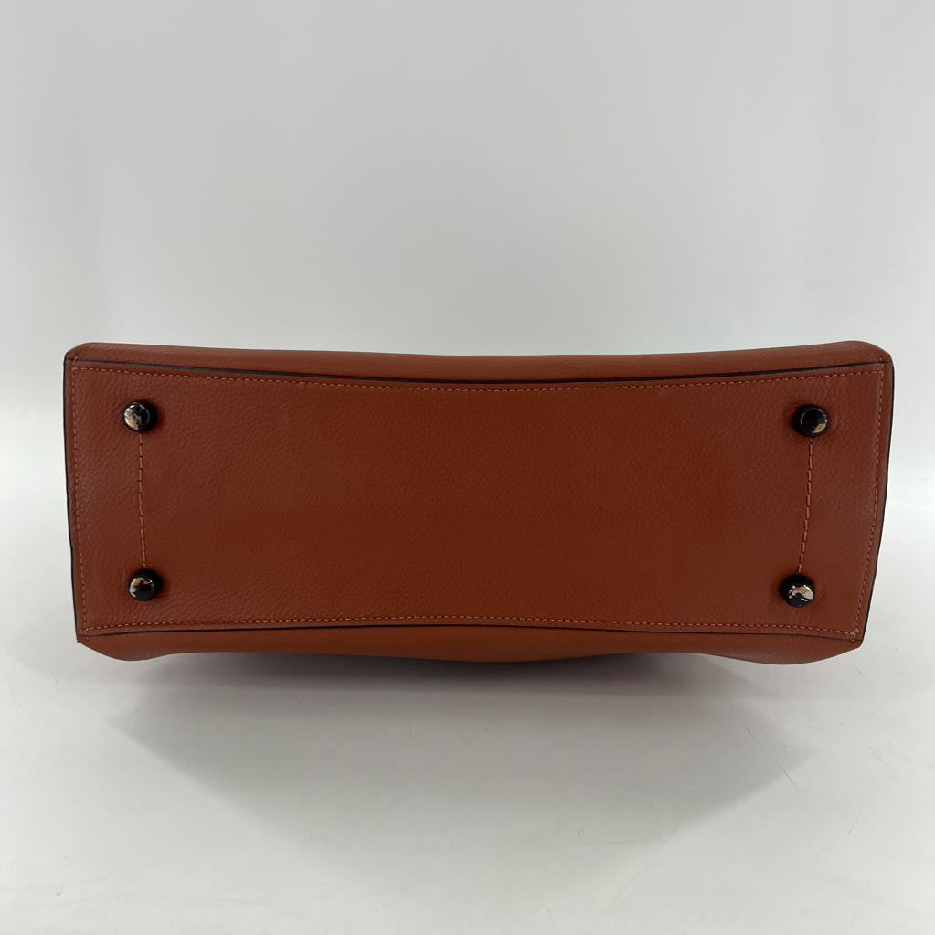 turnlock polished pebbled leather tote