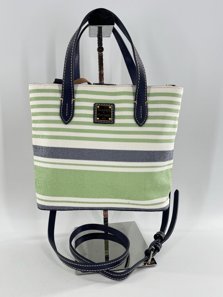 stripe small dual handle satchel/crossbody