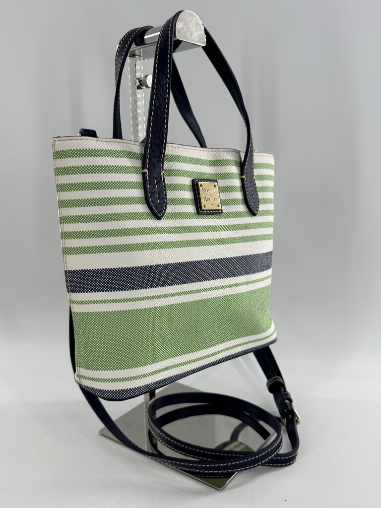 stripe small dual handle satchel/crossbody