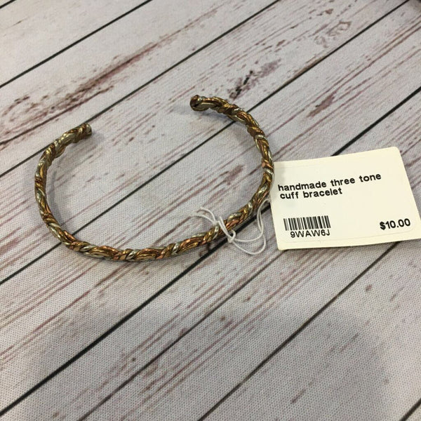 handmade three tone cuff bracelet